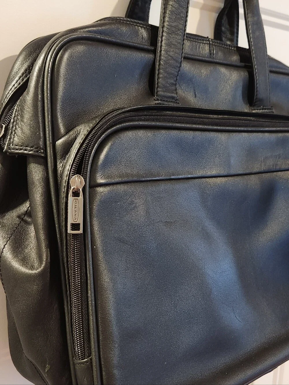 Vintage Dilana Black Leather Briefcase With Lots Of Storage
